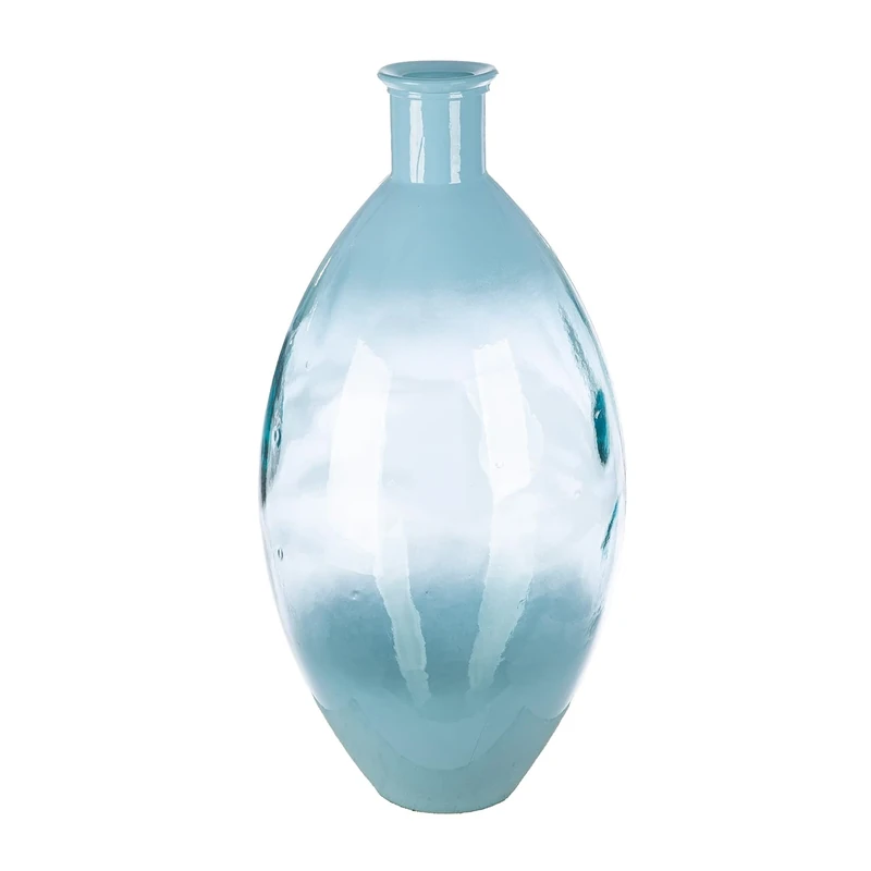 GILDE Novelle Vase Glass Bulbous Height 59 cm x Diameter 29 cm Blue Table Vase