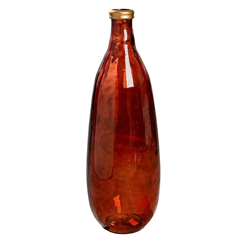 GILDE Atoris Vase Glass Bottle Shape Height 75 cm x Diameter 25 cm Gold/Red Floor Vase