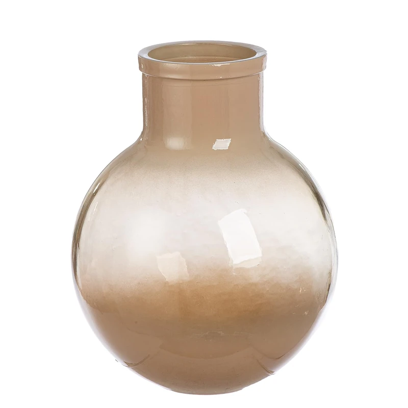 GILDE Novelle Vase - Glass - Bulbous - Height 31 cm x Diameter 24 cm - Brown - Table Vase