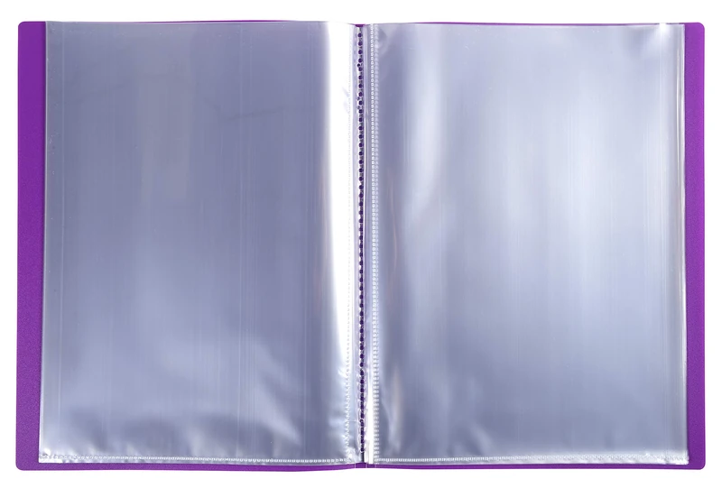 Exacompta - ref. 88226E - box of 20 OPAK document sleeves - 20 pockets made of smooth crystal - 40 pages - for DIN A4 - dimensions 24 x 32 cm - cover made of semi-rigid polypropylene - colour purple - Image 1