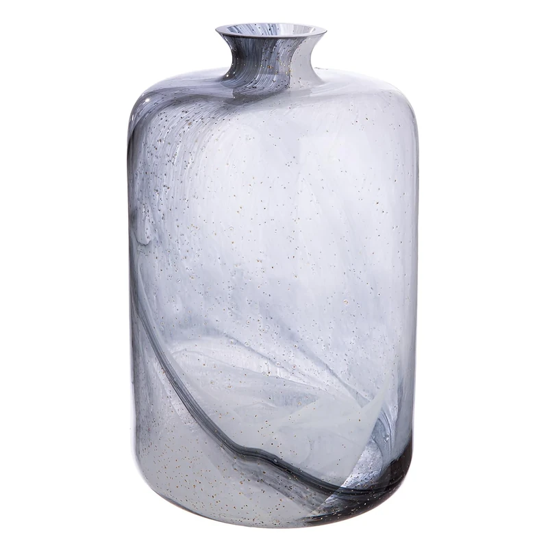 GILDE Glass Fumo Collar Vase Height 32 cm x Diameter 20 cm Black/White Decorative Vase