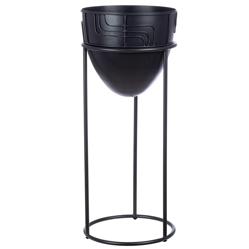 GILDE Decorative vase, Metal, Black, Höhe 57cm
