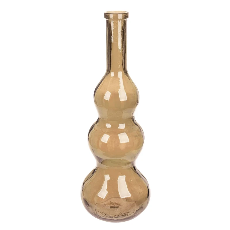 GILDE Balleros Glass Vase, Bulbous Shape, Brown, Height 75 cm x Diameter 27 cm, Decorative Vase