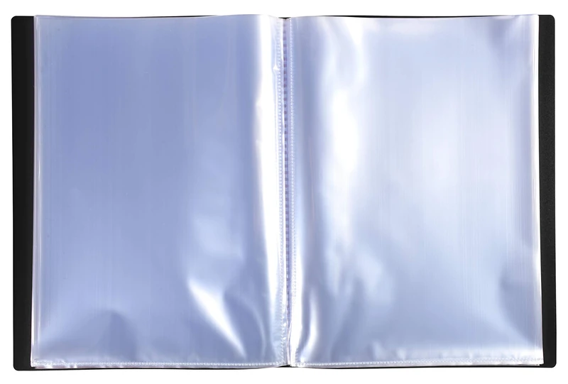 Exacompta – Ref. 88111E – Box of 8 OPAK show folders – 100 smooth transparent pockets – 200 views – for A4 format – dimensions 24 x 32 cm – semi-rigid polypropylene cover – colour black - Image 1