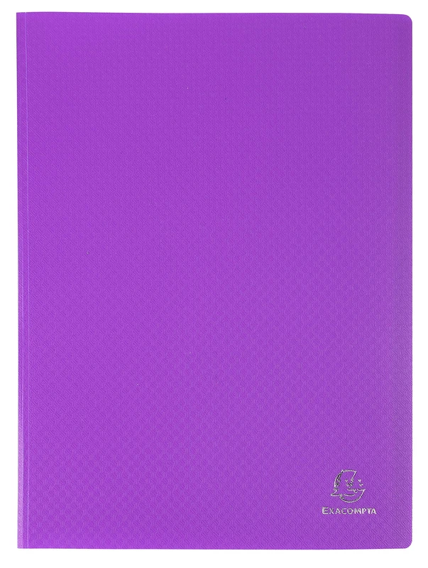 Exacompta - OPAK 88426E - Box of 10 Display Folders - 40 Smooth Crystal Pockets - 80 Pages - A4 Size - Dimensions 24 x 32 cm - Semi-Rigid Polypropylene Cover - Purple Colour - Image 1