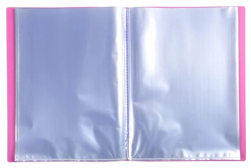 Exacompta – Ref. 88117E – Box of 8 OPAK show folders – 100 smooth transparent pockets – 200 views – for A4 format – dimensions 24 x 32 cm – semi-rigid polypropylene cover – pink - Image 1