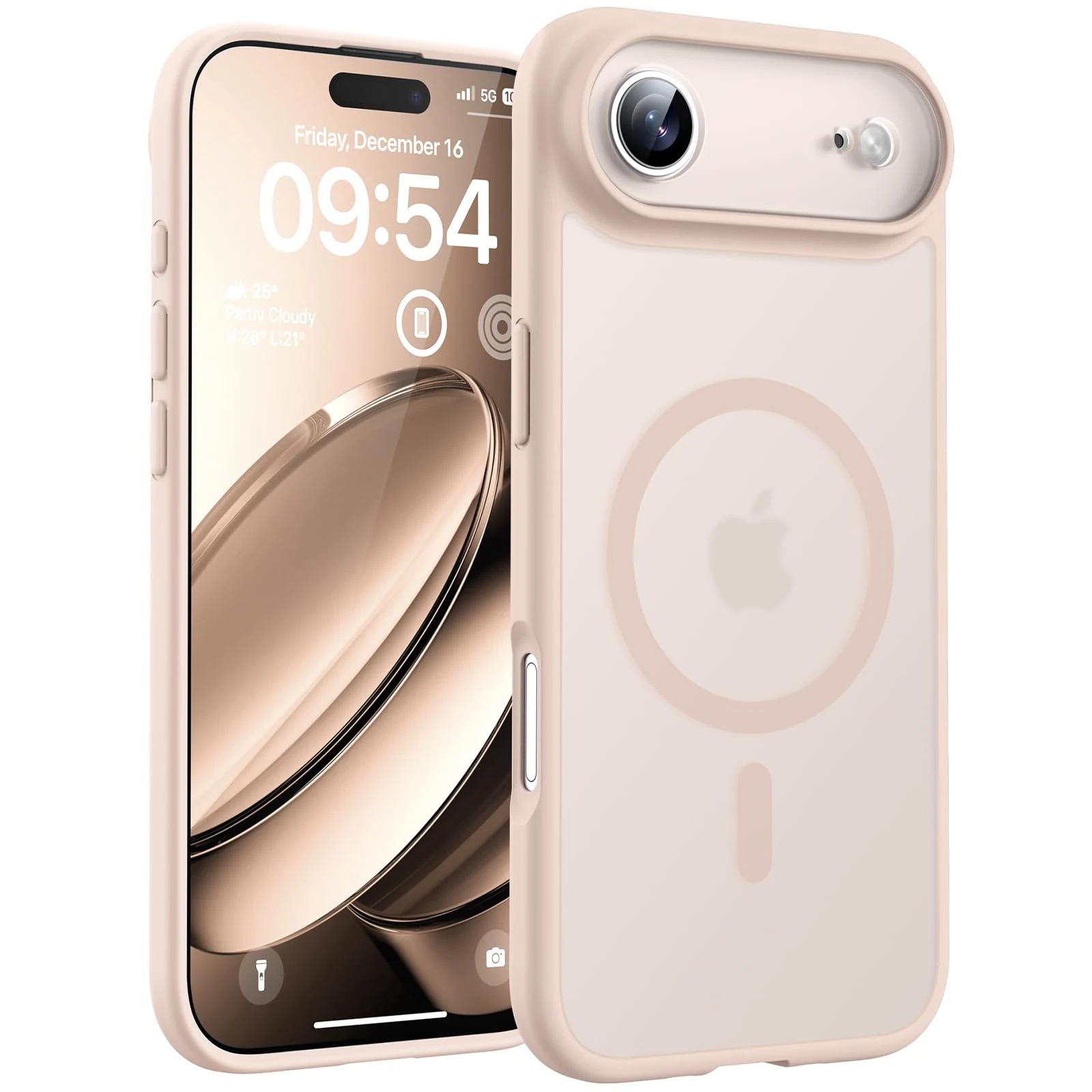 TOCOL Magnetic for iPhone Air Case 6.5-Inch, Compatible with MagSafe, Full Camera Protection, Built-in Magnetic Ring, Drop Protection Shockproof Translucent Matte for iPhone 17 Air (Desert)