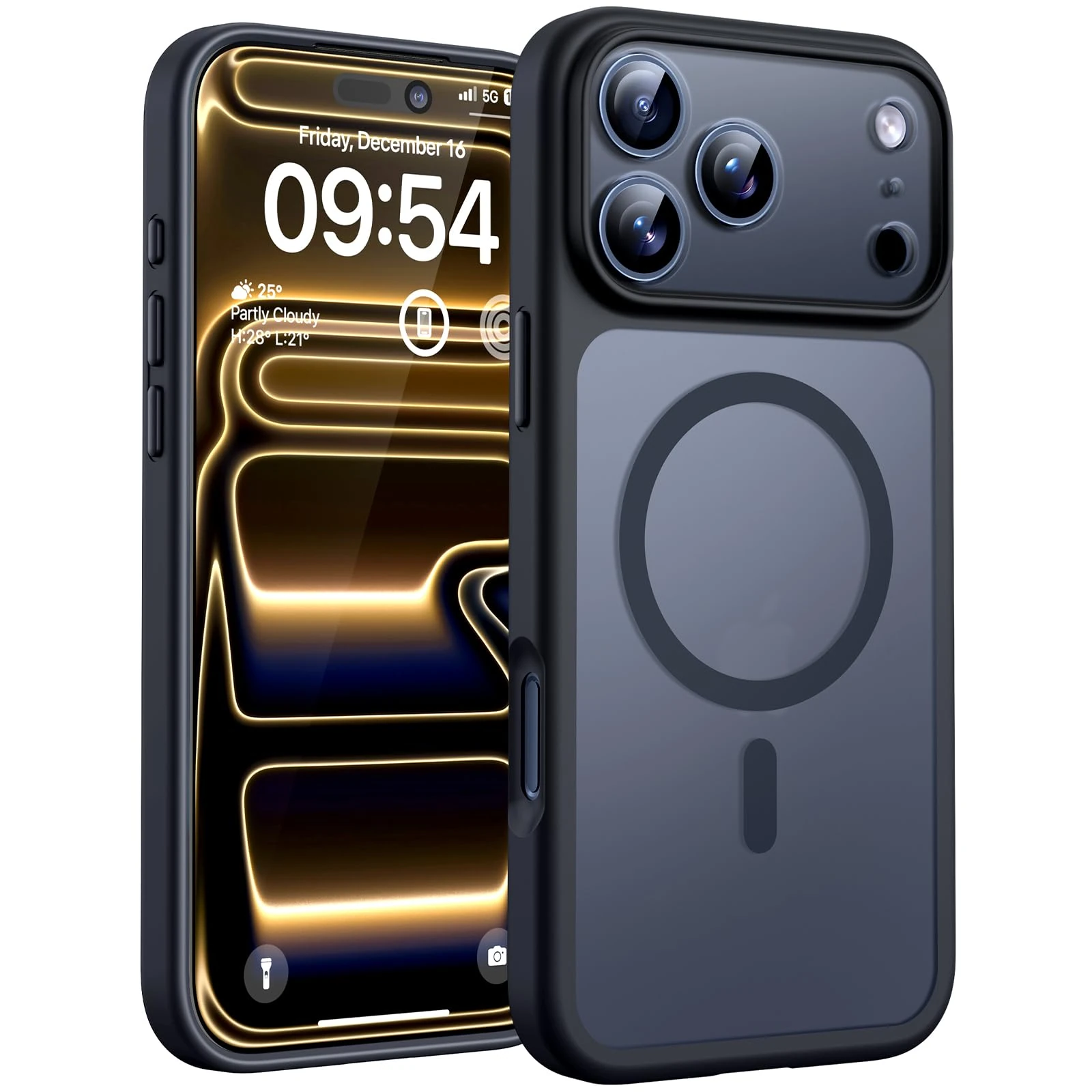 TOCOL Magnetic for iPhone 17 Pro Case, Compatible with MagSafe, Full Camera Protection, Built-in Magnetic Ring, Drop Protection Shockproof Slim Translucent Matte Phone Case for iPhone 17 Pro (Black)