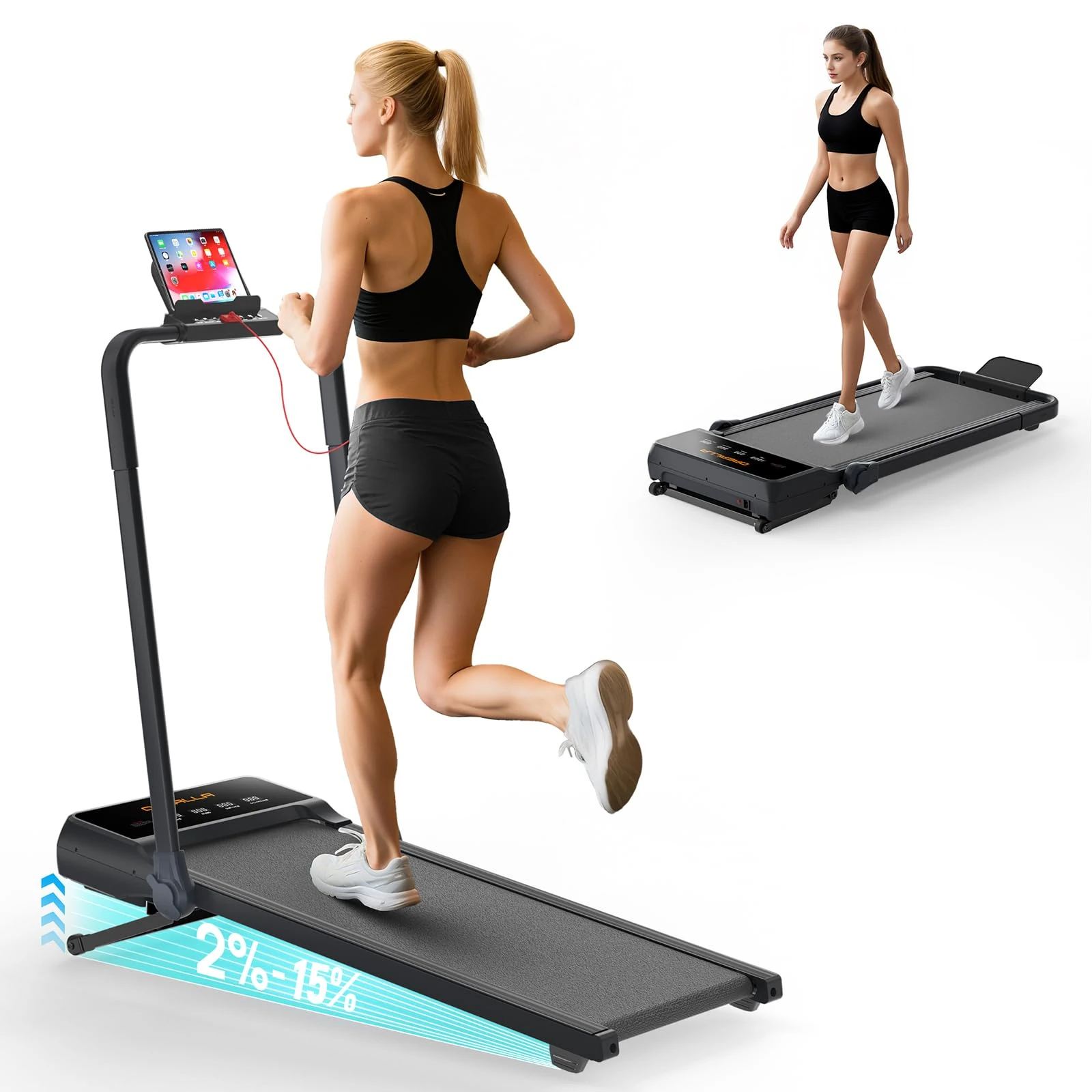 Walking Pad Treadmill for Home Foldable - 3-In-1 Under Desk Treadmills with Auto Incline Handles LED Display Tablet Holder and Remote Control, 3.5HP Compact 136KG Capacity Running Machine