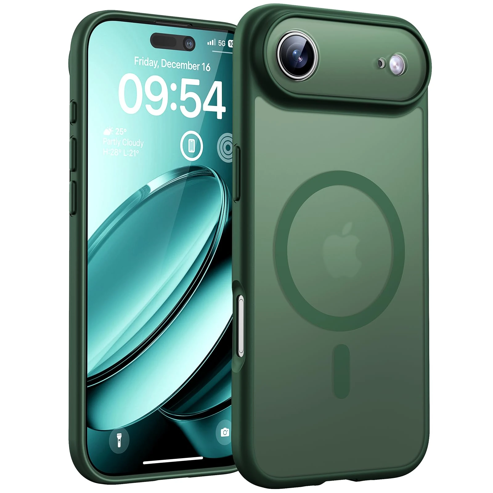 TOCOL Magnetic for iPhone Air Case 6.5-Inch, Compatible with MagSafe, Full Camera Protection, Built-in Magnetic Ring, Drop Protection Shockproof Translucent Matte for iPhone 17 Air (Alpine Green)