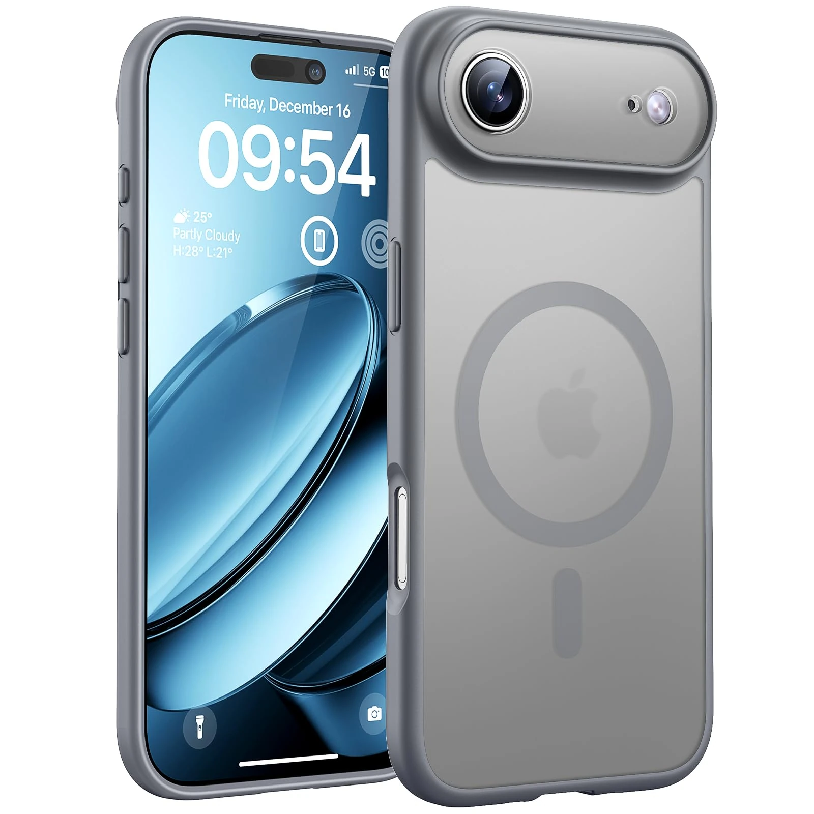 TOCOL Magnetic for iPhone Air Case 6.5-Inch, Compatible with MagSafe, Full Camera Protection, Built-in Magnetic Ring, Drop Protection Shockproof Translucent Matte for iPhone 17 Air (Titan Gray)