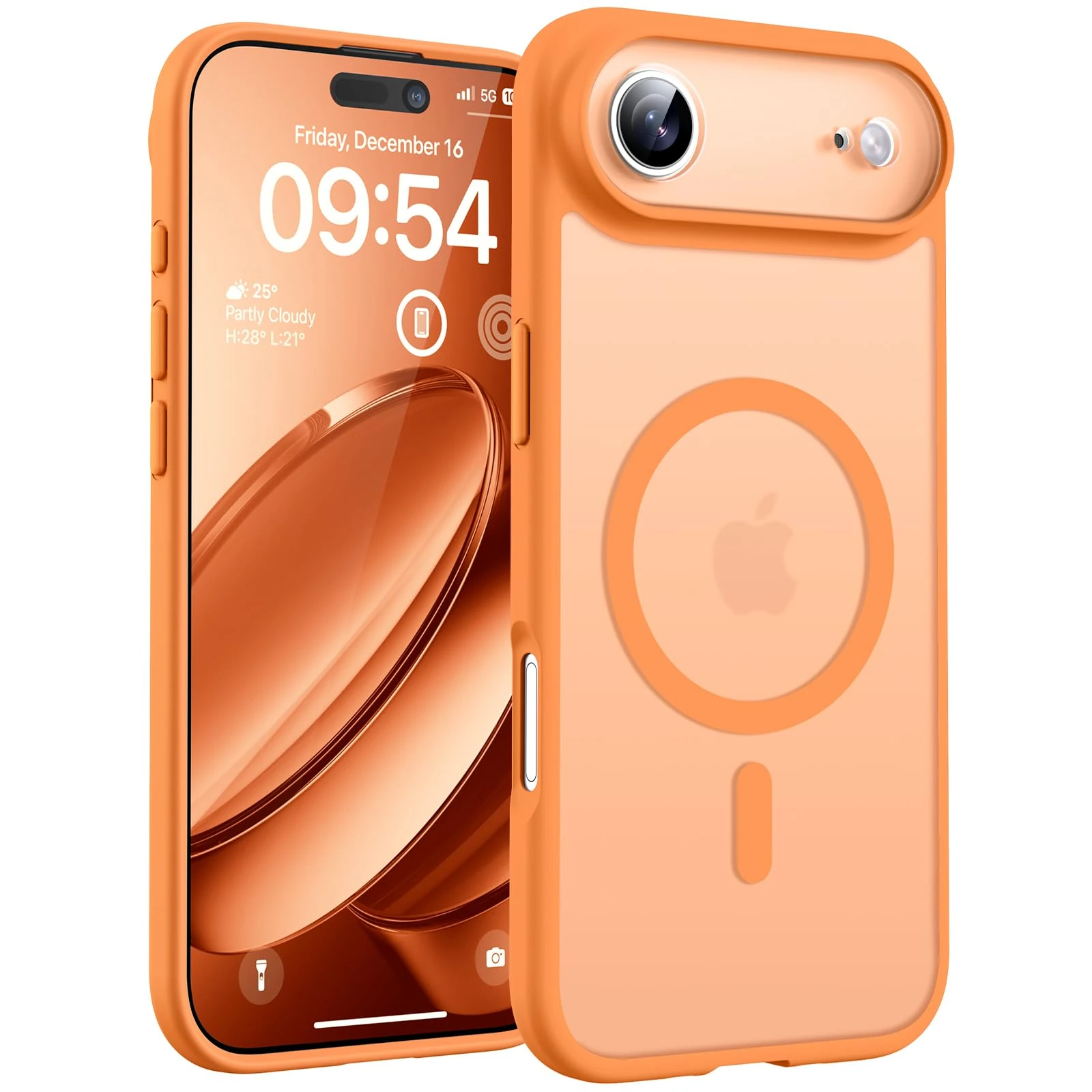 TOCOL Magnetic for iPhone Air Case 6.5-Inch, Compatible with MagSafe, Full Camera Protection, Built-in Magnetic Ring, Drop Protection Shockproof Translucent Matte for iPhone 17 Air (Orange)
