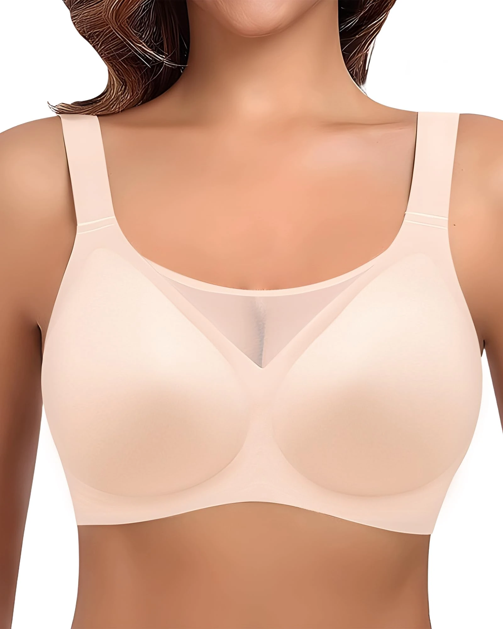 Curlady Women's Wireless Everyday Bra – Adjustable Straps with Breathable Mesh, Seamless Full Coverage T-Shirt Bra for Comfort & Support