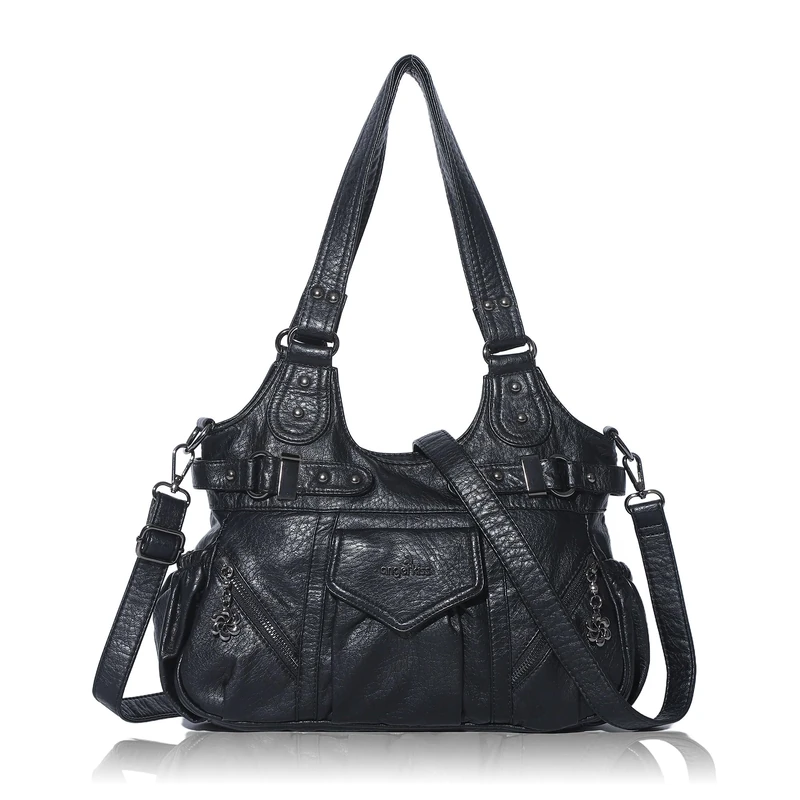 Angel Kiss Purses for Women Large Shoulder Bag Soft Hobo Bags for Women, Black, 12.99 * 4.5 * 8.66