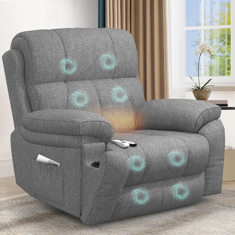 YONISEE Lift Chair Recliners for Elderly, Recliner Chair with Massage & Heat, Extended Footrest, Oversized Recliners Armchair Lounge Sofa with Type C+USB Ports, Hidden Drink Holders, Dual Side Pockets