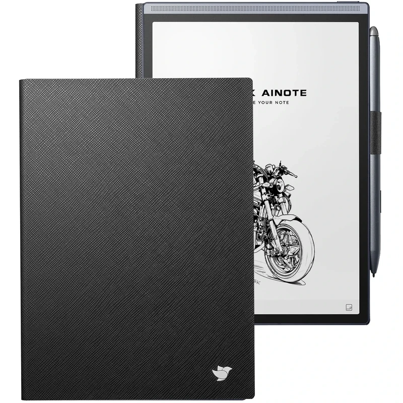 iflytek AINOTE Air 2, 8.2" AI Smart E Ink Tablet Folio Case, Premium Textured PU Leather, Slim Lightweight Cover with Smooth Lining & Stylus Pen Storage and for Writing Tablet, Business Black