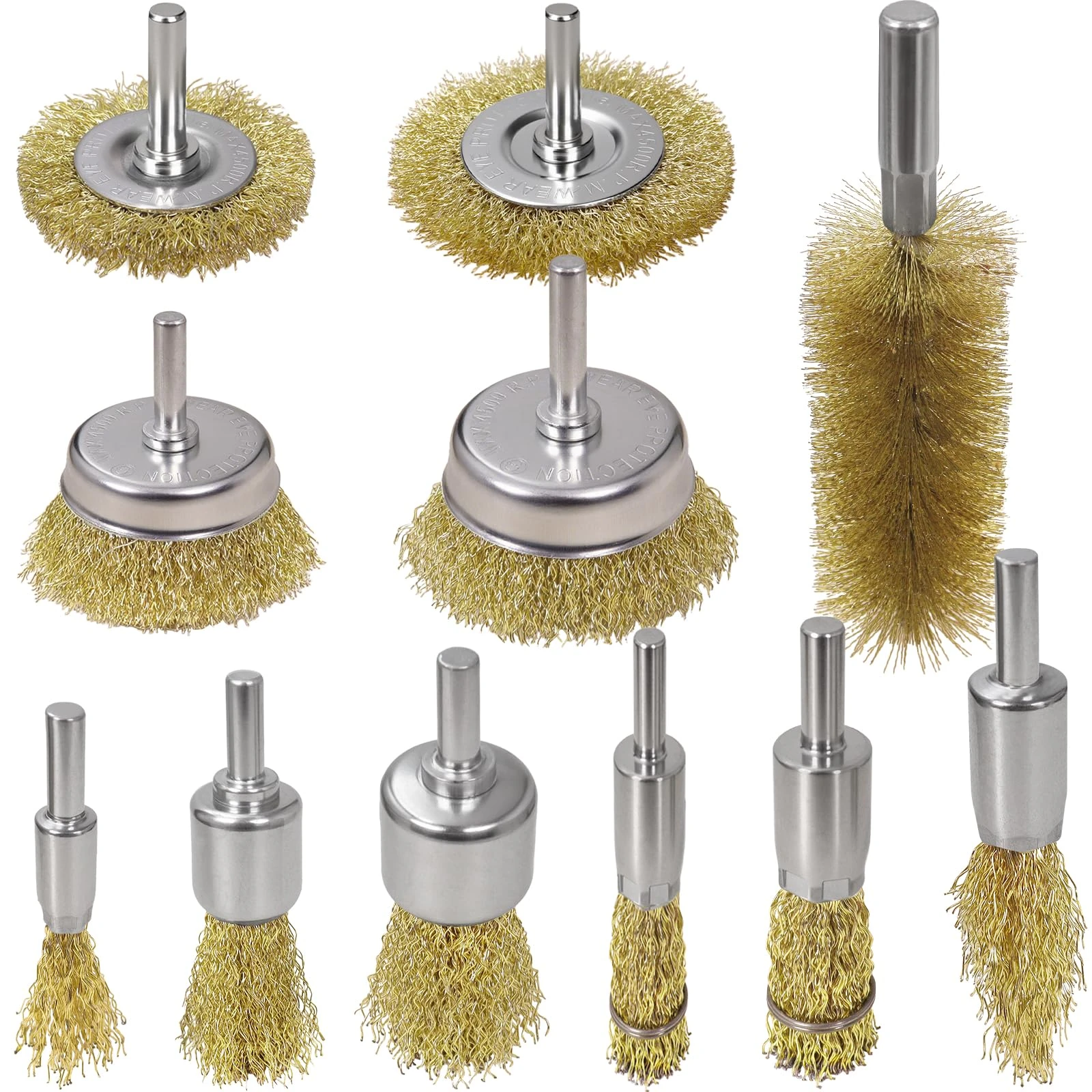 SBGGRL 11 Pcs Wire Brush Drill Attachments - Wire Wheel for Drill Set Carbon Steel Cup & End Brushes with Soft Bristles for Metal Stripping, Rust & Paint Removal, Die Grinder Accessories, 1/4" Shank