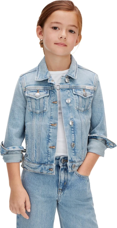Calvin Klein Girl's Denim Trucker Dante Wash LVCKSJD00G Other Jackets, DENIM (Dante Wash), 10 Years - Image 1
