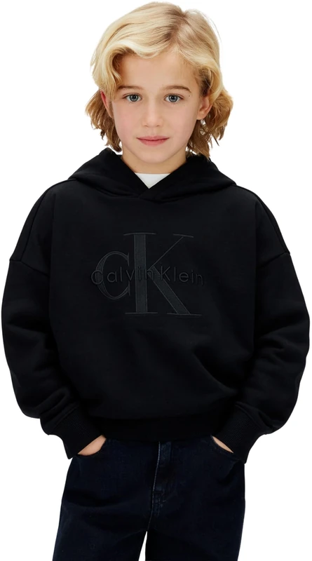 Calvin Klein Boy's Mono Logo Hoodie LVCKSJB09B Other Sweatshirts, BLACK (Black [Csi] 25Cw1000175Ck), 12 Years - Image 1