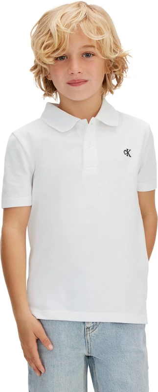 Calvin Klein Boy's Solid Polo LVCKSJB29B S/S Polo, White (White 11-0601 TCX), 8 Years - Image 1