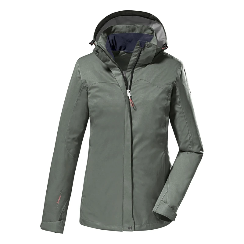 Killtec KOS 133 WMN JCKT 38383-000 Women's Functional Outdoor Jacket with Zip-Off Hood Sage, 50
