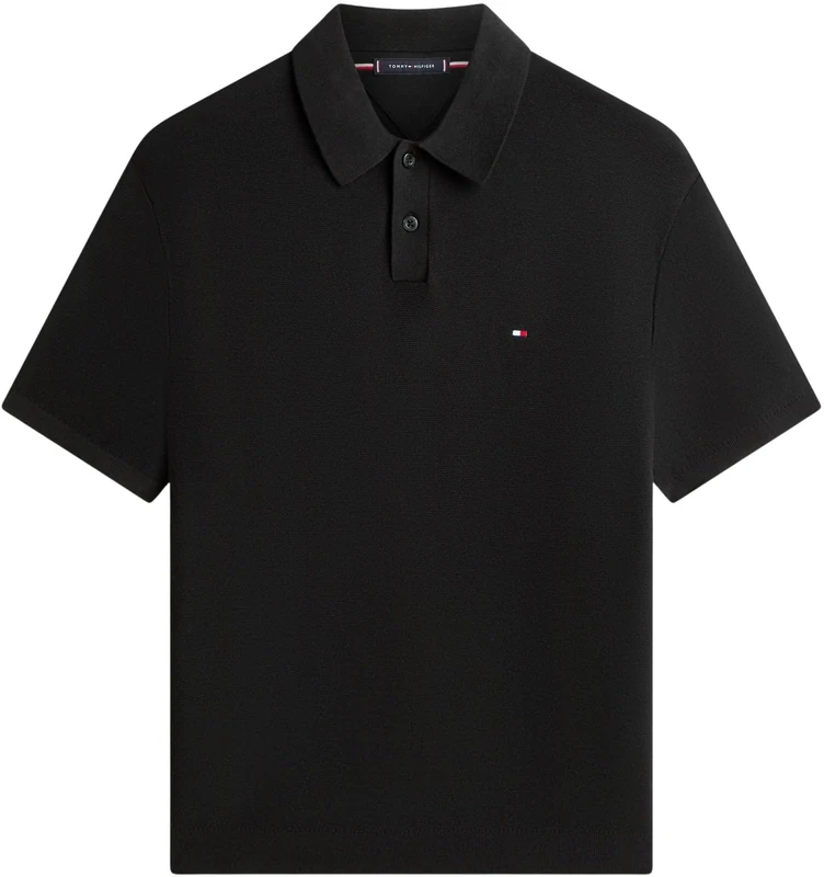 Tommy Hilfiger Men's Cool Touch Structure Ss Polo MW0MW42795, Black, XS - Image 1