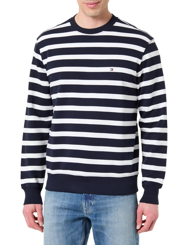 Tommy Hilfiger Men's Ess Terry Block Stp Sweatshirt Mw0Mw41352, BLUE, XL