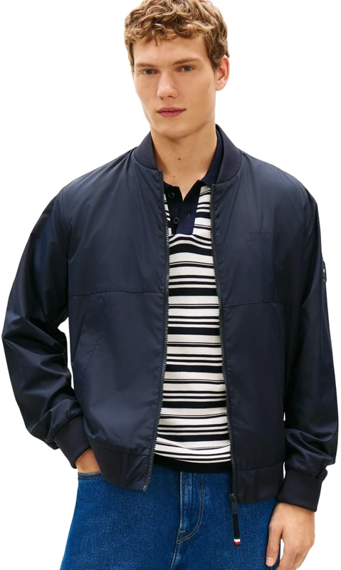 Tommy Hilfiger Men's Branded Bomber Mw0Mw39199, BLUE, XXL