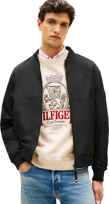 Tommy Hilfiger Men's Branded Bomber Mw0Mw39199, BLACK, XXL