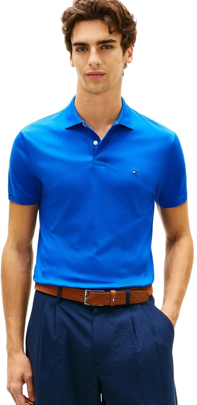 Tommy Hilfiger Men's Liquid Cotton Reg Seasonal Polo Mw0Mw39994, Blue, XXL