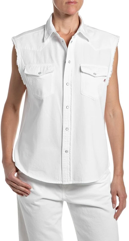 Replay Women's W2437 Shirt, 011 Natural White, L