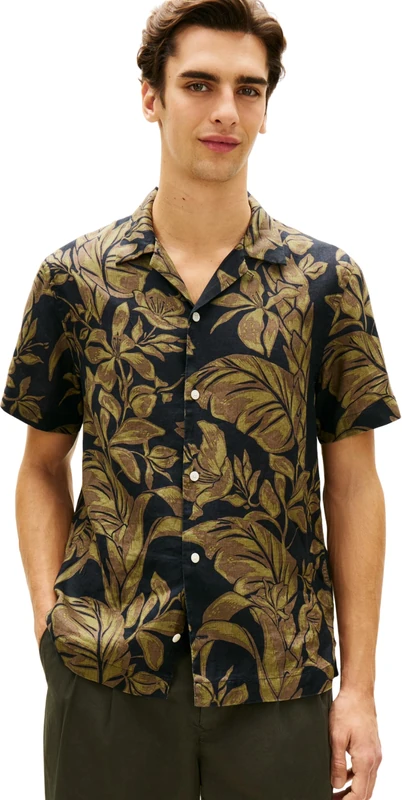 Tommy Hilfiger Men's Linen Floral AOP Ss Rf 1/2 MW0MW42403, Blue, XS