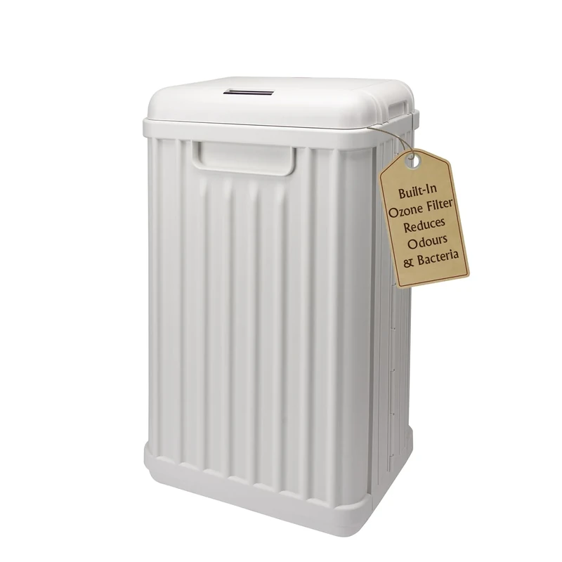 SENSIOHOME 50 Litre Large Waterproof Motion Sensor Trash Can Dust Bin with Auto Lid, Ozone Function Helps Neutralise Bacteria, Bedroom Bathroom Living Room Office, White