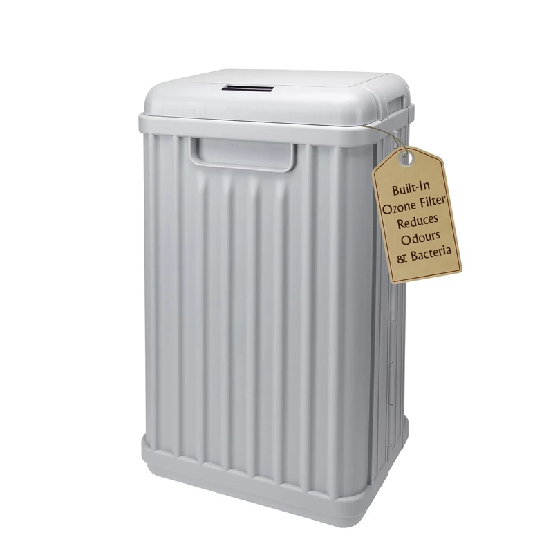 SENSIOHOME 50 Litre Large Waterproof Motion Sensor Trash Can Dust Bin with Auto Lid, Ozone Function Helps Neutralise Bacteria, Bedroom Bathroom Living Room Office, Grey