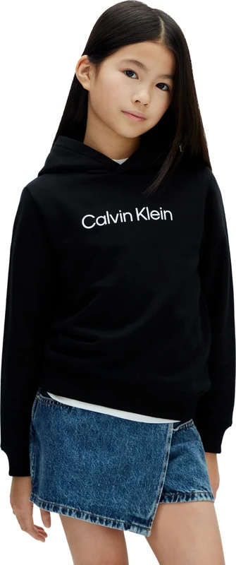 Calvin Klein Unisex Kids Inst. Logo Reg. Terry Hoodie LV1CKSJB38 Pullover Hoodie, BLACK (Black [Csi] 25Cw1000175Ck), 16 Years