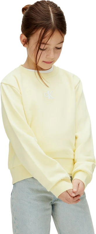 Calvin Klein Girl's Ck Crewneck Sweatshirt LVCKSJB27G Other Sweatshirts, YELLOW (French Vanilla 12-0722 Tcx), 10 Years - Image 1