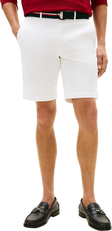 Tommy Hilfiger Men's Denton 9.5" Ess Twill W/Belt MW0MW42349, White, 40W / Nil