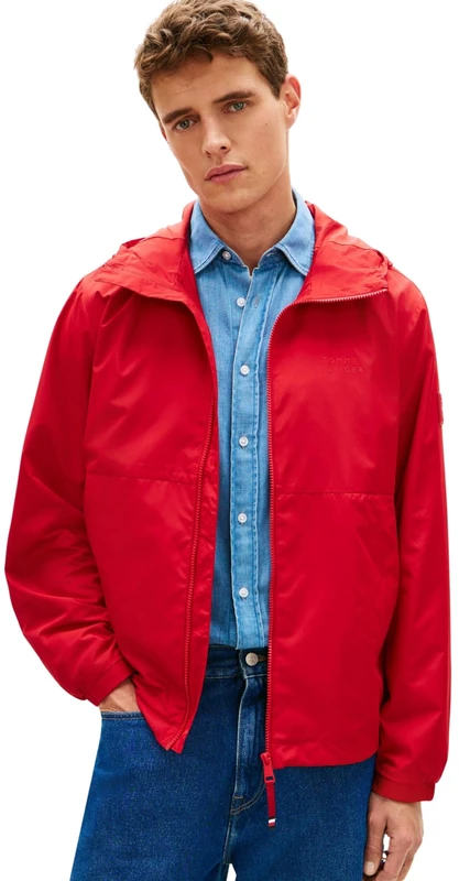 Tommy Hilfiger Men's Hooded Jacket - Red, Large - MW0MW38905