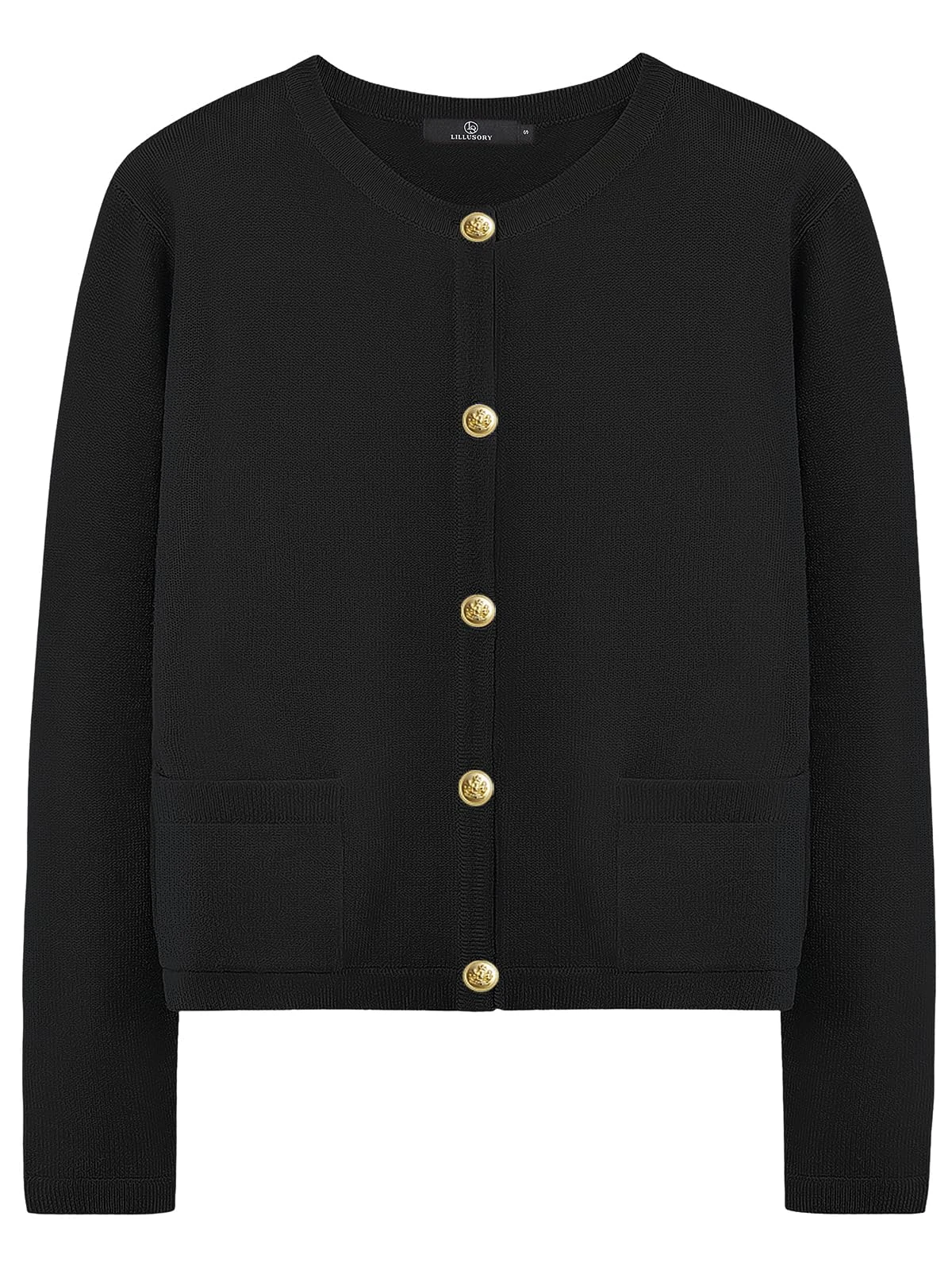 LILLUSORY Women Cardigan Sweaters Fall Outfit Clothes Fashion Cropped Jackets Trendy 2025 Casual Long Sleeve Tops, A Black, Small