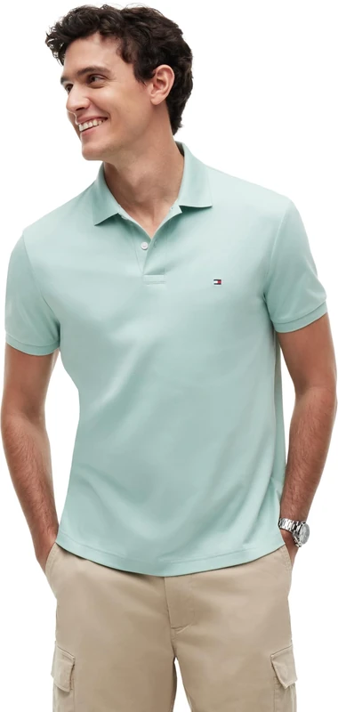 Tommy Hilfiger Men's Liquid Cotton Reg Seasonal Polo Mw0Mw39994, Green, XL