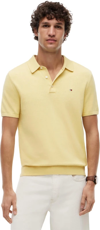 Tommy Hilfiger Men's Essential Cotton Knitted Polo Mw0Mw37396, Yellow, M