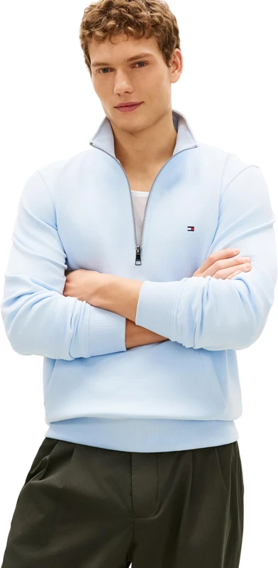 Tommy Hilfiger Men's Essential Terry New 1/4 Zip MW0MW43115, BLUE, XL