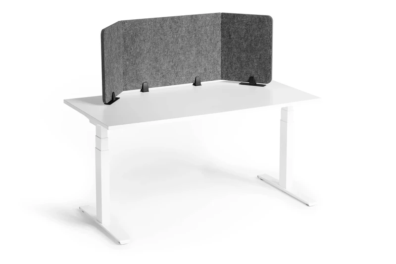 Durable Felt Desk Divider Panel - Visual Acoustic Privacy Partition - 160cm - Grey - Foldable Panels For Any Desk - Made from Recycled PET