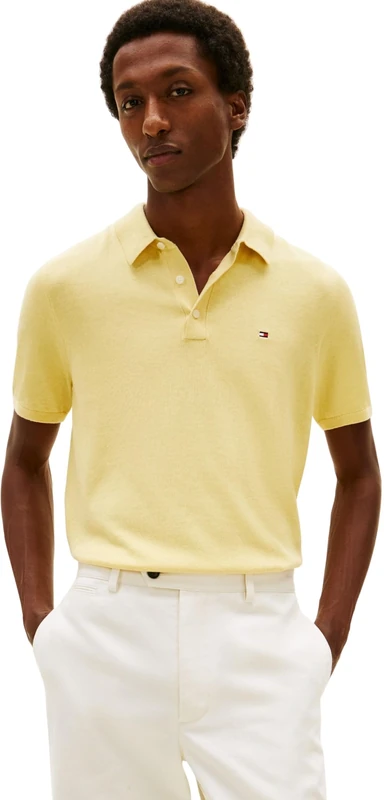 Tommy Hilfiger Men's Essential Cotton Knitted Polo Mw0Mw37396, Yellow, S