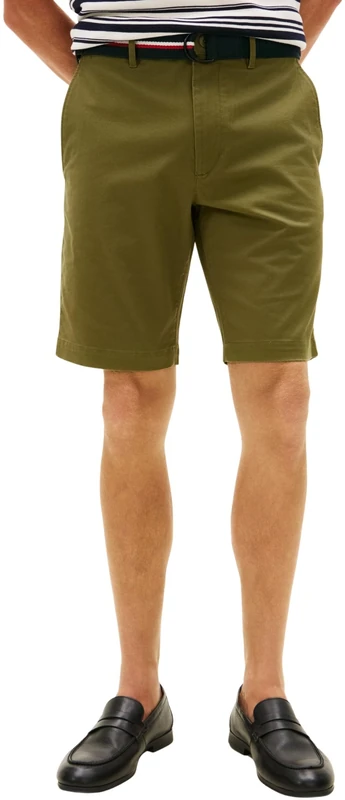 Tommy Hilfiger Men's Denton 9.5" Ess Twill W/Belt MW0MW42349, Green, 36W / Nil