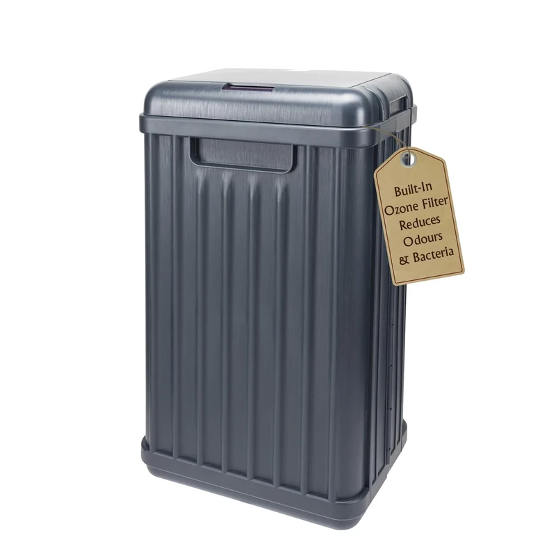 SENSIOHOME 50 Litre Large Waterproof Motion Sensor Trash Can Dust Bin with Auto Lid, Ozone Function Helps Neutralise Bacteria, Bedroom Bathroom Living Room Office, Black