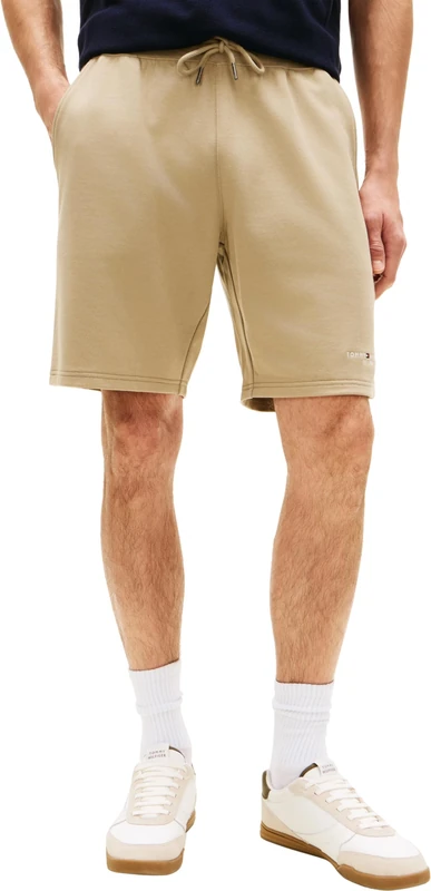 Tommy Hilfiger Men's Lounge Shorts Logo Sweat Shorts, Beige (Keystone), S