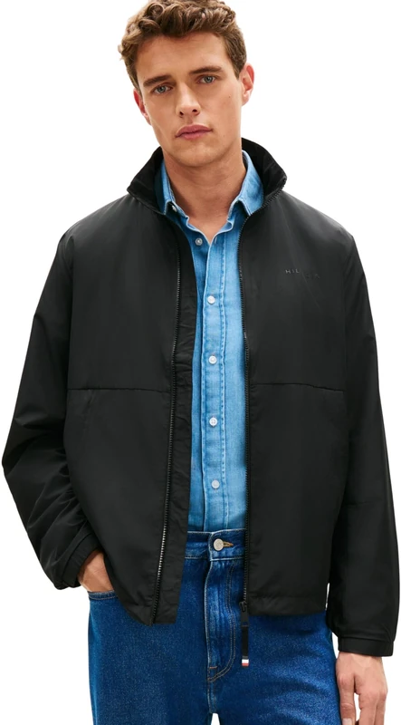 Tommy Hilfiger Men's Branded Blouson Mw0Mw39198, BLACK, XXL
