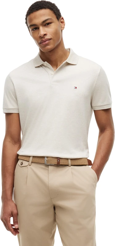 Tommy Hilfiger Men's Liquid Cotton Reg Seasonal Polo Mw0Mw39994, Beige, L