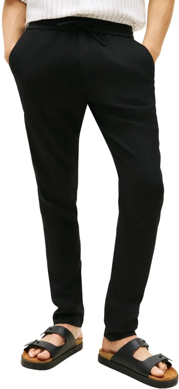 Tommy Hilfiger Men's Harlem Po Sorona Linen MW0MW42336, Black, 36W / 32L